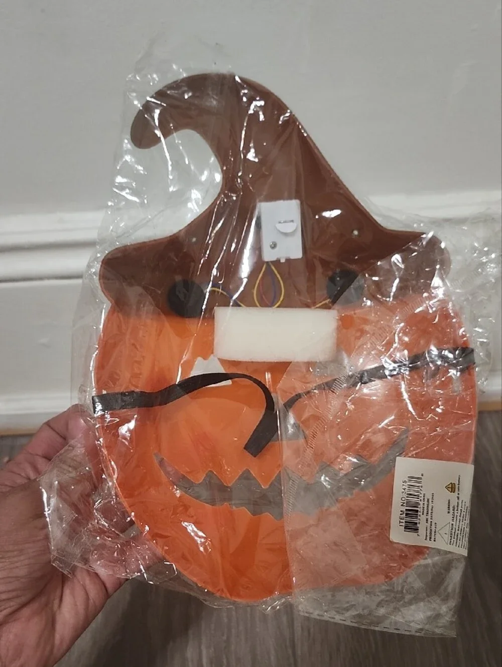 Halloween Jack-O'-Lantern Candy Bucket with Green Witch Hat Mask